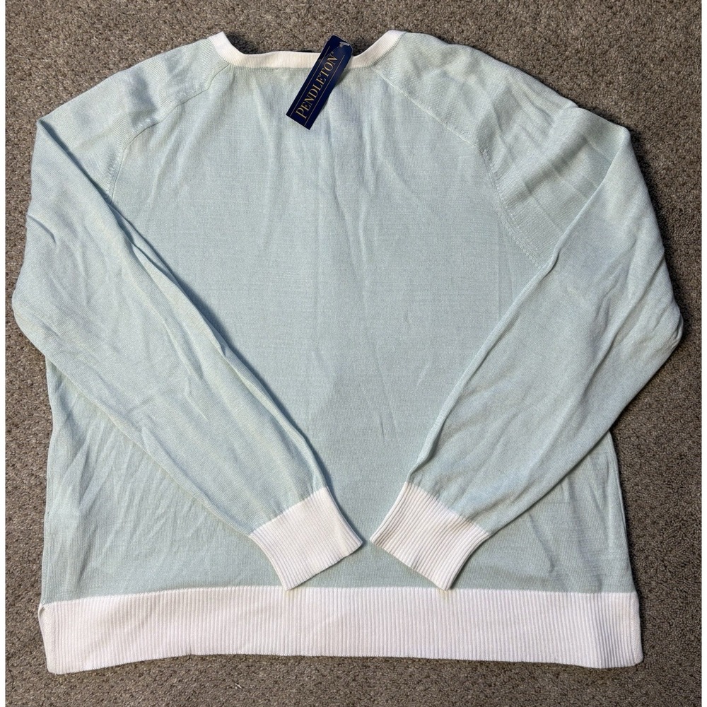 NEW‎ Pendleton Women's XL Cardigan Lightweight Cotton Classic Preppy Light Blue - Picture 8 of 9